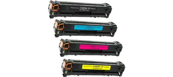 Ensemble complet de 4 cartouches laser Canon 131 (BKII-6273B001 / Y-6269B001 / M-6270B001 / C-6271B001)  compatibles